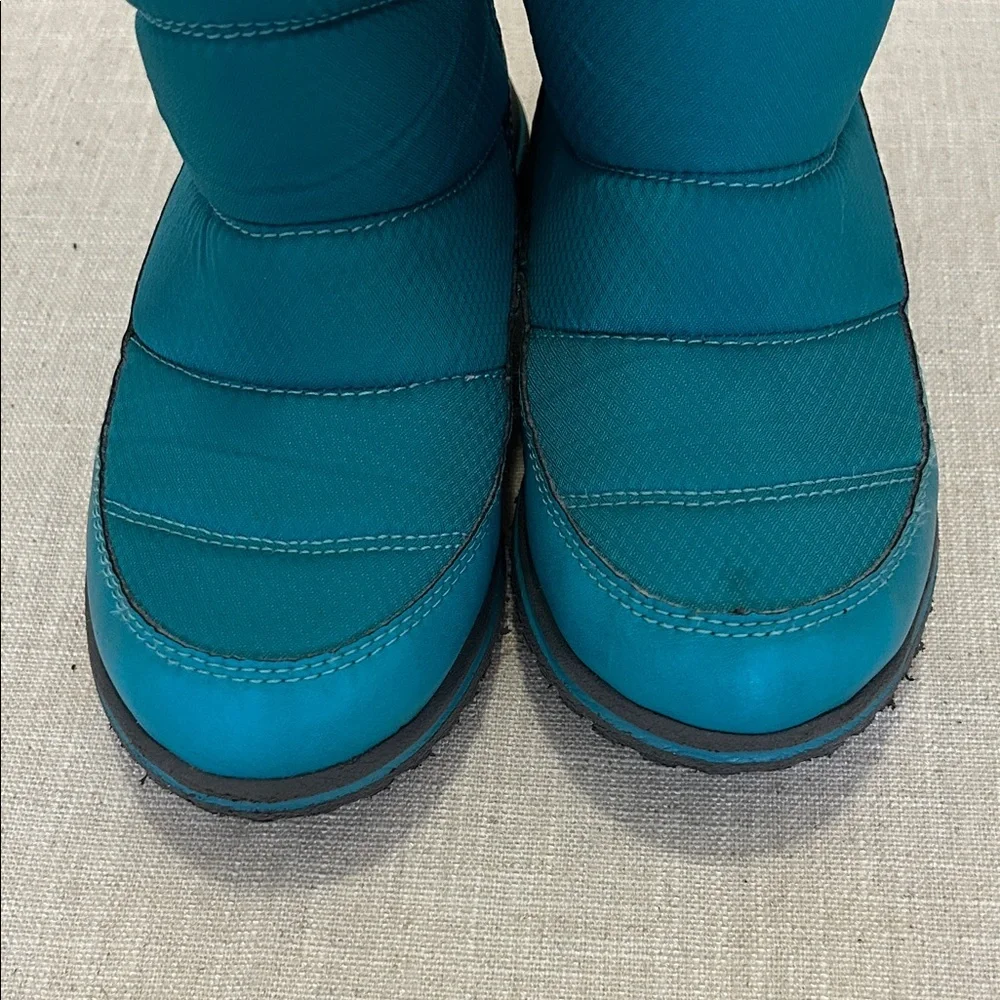 L.L. Bean Ultralight Quilted Snow Boots Kids Size 13 Aqua Fleece Lined Winter